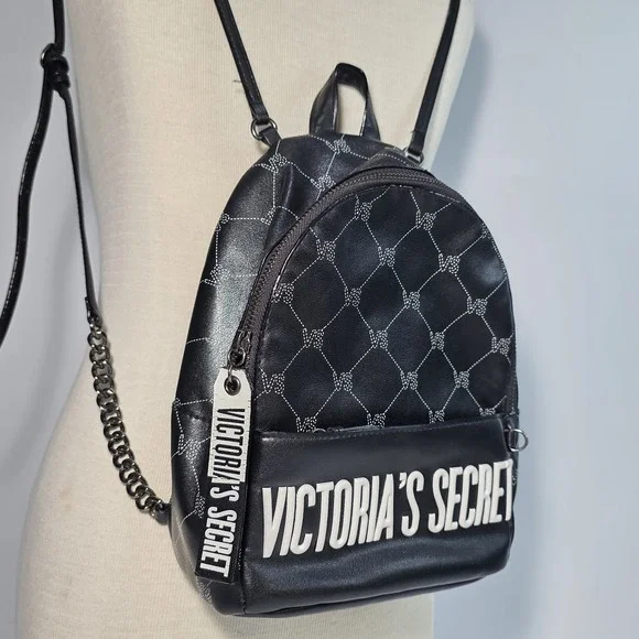 Victoria's Secret Monogram Mini City Black Backpack Purse Limited Edition 2018 - Picture 2 of 12